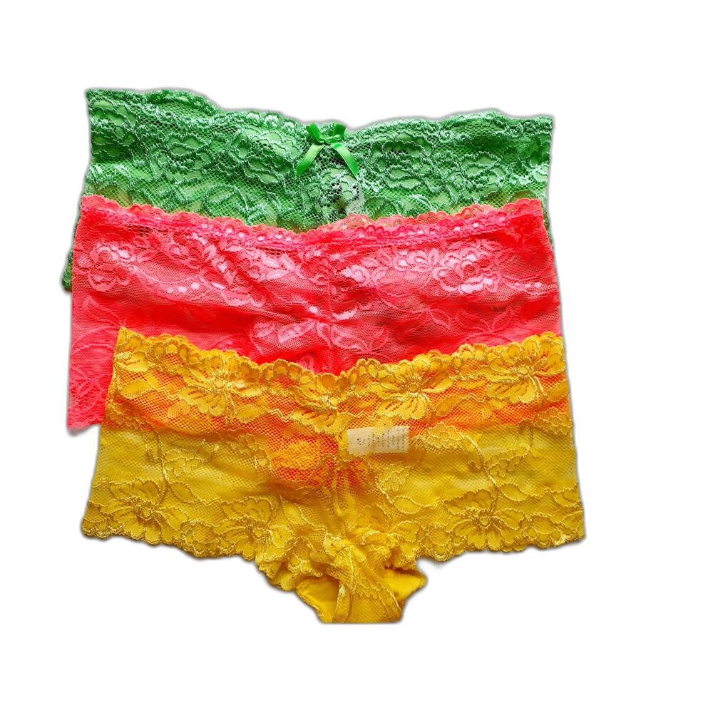 Lot of 3 Native Intimates  Sexy Lace Boyleg Boyshorts Women Panties S-M